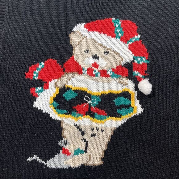 Vintage Potomac Collection Black Sweater Vest 1X Christmas Holiday made in Korea - Picture 2 of 6
